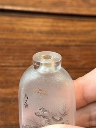 Een Chinese binnenin beschilderde glazen snuiffles, Ma Shaoxuan 馬少宣 merk, 19/20e eeuw