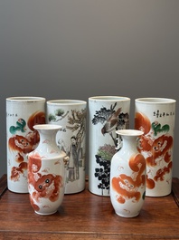 A varied collection of Chinese qianjiang cai and iron-red-decorated porcelain, signed Liu Shuntai 劉順太, 19/20th C.