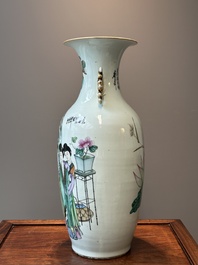 A Chinese famille rose vase, Yu Zhao 余钊 signed, 19/20th C.