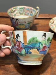 Service &agrave; th&eacute; de 11 pi&egrave;ces en porcelaine de Chine famille rose de Canton, 19&egrave;me