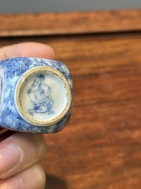 Five various Chinese blue and white snuff bottles, Yongzheng mark, 19/20th