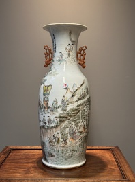 A Chinese qianjiang cai Vase, signed Wang Xingli 汪興黎, 19/20th C.