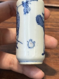 Five various Chinese blue and white snuff bottles, Yongzheng mark, 19/20th