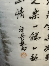 Een Chinese qianjiang cai vaas, gesigneerd Wang Xingli 汪興黎, eind 19/20e eeuw