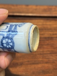 Five various Chinese blue and white snuff bottles, Yongzheng mark, 19/20th