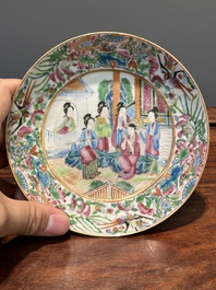 Service &agrave; th&eacute; de 11 pi&egrave;ces en porcelaine de Chine famille rose de Canton, 19&egrave;me