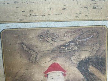 Chinese school: 'Portrait of emperor Yongzheng', ink and colour on silk, 19/20th C.