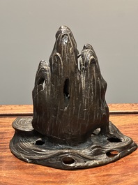 An extremely rare and unique 'Laozi' incense burner and cover, Yuan