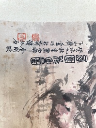 Fu Baoshi 傅抱石 (1904-1965): 'Rassemblement des lettr&eacute;s', encre et couleur sur papier, dat&eacute;e 1943