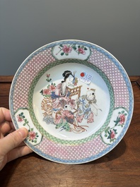 A fine Chinese famille rose ruby-back eggshell plate, Yongzheng