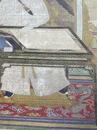 Chinese school: 'Portrait of emperor Yongzheng', ink and colour on silk, 19/20th C.