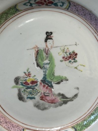 A pair of Chinese famille rose 'Lan Caihe' plates, Yongzheng