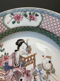 A fine Chinese famille rose ruby-back eggshell plate, Yongzheng