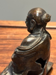 An extremely rare and unique 'Laozi' incense burner and cover, Yuan