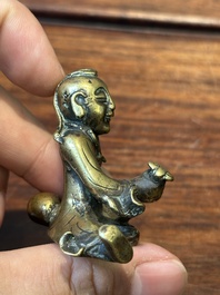 Een collectie Chinese en Sino-Tibetaanse bronzen sculpturen en scrollgewichten, Qing