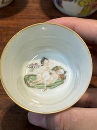 A rare set of ten Chinese famille rose 'erotic' nesting bowls, Daoguang mark and of the period