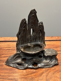 An extremely rare and unique 'Laozi' incense burner and cover, Yuan