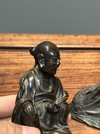 An extremely rare and unique 'Laozi' incense burner and cover, Yuan