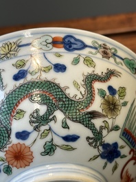 A Chinese wucai 'dragon and phoenix' bowl, Daoguang mark and of the period