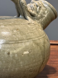 A Chinese monochrome-glazed Yaozhou kiln ewer, Tang or later