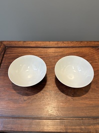 A pair of Chinese monochrome ruby-glazed bowls, Guangxu mark and of the period