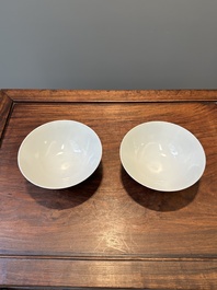 A pair of Chinese monochrome ruby-glazed bowls, Guangxu mark and of the period