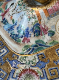 A pair of Chinese 'CSM' monogrammed Canton famille rose tureens and covers, 19th C.
