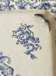 Two Chinese Canton enamel square trays with narrative design, Shou 壽 mark, 18/19th C.