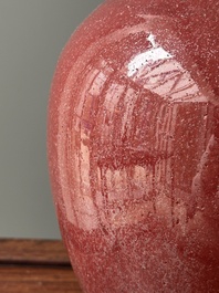 Two Chinese monochrome-glazed vases and a blue and white covered vase, 19th C.