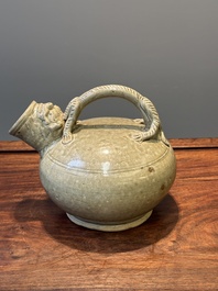 A Chinese monochrome-glazed Yaozhou kiln ewer, Tang or later