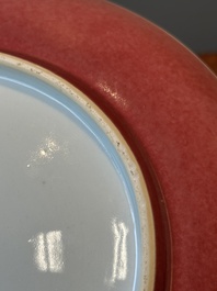 A Chinese monochrome langyao glazed plate, Kangxi/Qianlong