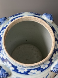 Two Chinese monochrome-glazed vases and a blue and white covered vase, 19th C.