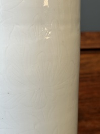 A Chinese Dehua blanc de Chine vase with floral anhua design, Kangxi