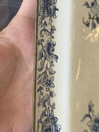 Two Chinese Canton enamel square trays with narrative design, Shou 壽 mark, 18/19th C.