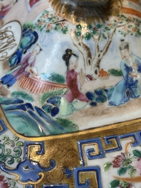 A pair of Chinese 'CSM' monogrammed Canton famille rose tureens and covers, 19th C.