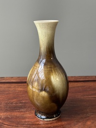 Two Chinese monochrome-glazed vases and a blue and white covered vase, 19th C.