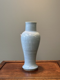 A Chinese monochrome clair-de-lune-glazed 'guanyin zun' vase, Kangxi