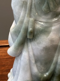 Figure de 'Lu Xing' en jade blanc et c&eacute;ladon, Chine, 20&egrave;me