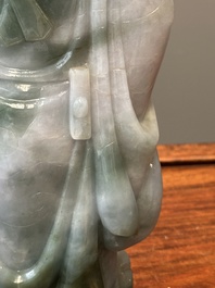 Figure de 'Lu Xing' en jade blanc et c&eacute;ladon, Chine, 20&egrave;me