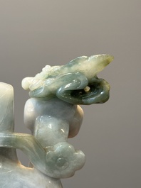 Figure de 'Lu Xing' en jade blanc et c&eacute;ladon, Chine, 20&egrave;me