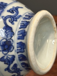 A Chinese blue and white ewer with figures in a landscape, Transitional period