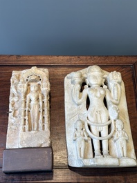 A white marble fragment of Parvati and a white marble fragment of Tirthankara, India, 12/13th C.
