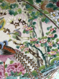 A Chinese Canton famille rose 'phoenix' tazza, 19th C.