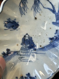 A rare Chinese blue and white leaf-shaped ko-sometsuke dish for the Japanese market, Tianqi