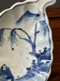 Rare coupe en forme de feuille en porcelaine de type Chine ko-sometsuke pour le Japon, Tianqi