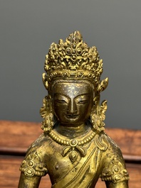 Bouddha Amitayus en bronze dor&eacute;, Sino-Tibet, Qianlong