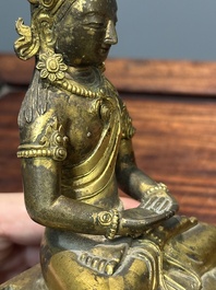 Bouddha Amitayus en bronze dor&eacute;, Sino-Tibet, Qianlong