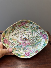 A Chinese Canton famille rose 'phoenix' tazza, 19th C.