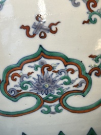 A Chinese doucai 'lotus scroll' jar and cover, Kangxi/Yongzheng