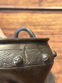 Two Chinese bronze censers, Xuande mark, Yuan/Ming